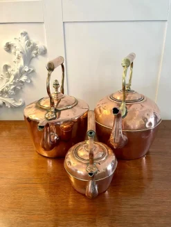 Pamono Antique Copper Kettle Collection, Set of 3><noscript><img width=