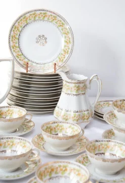 Pamono Antique Czech Tea and Dessert Set, 1890s, Set of 46><noscript><img width=