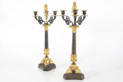 Clearance Pamono Antique Danish Empire Candelabra in Gilded Metal and Bronze, 1800s, Set of 2