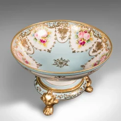 Hot Pamono Antique Decorative Footed Bowl, Japanese, Ceramic Serving Dish, Noritake, c.1920, Set of 2