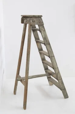 Pamono Antique Decorative Grey Wooden Ladder, 1920s><noscript><img width=