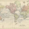 Pamono Antique Decorative World Map, 1884> Wall Decor