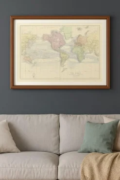 Pamono Antique Decorative World Map, 1884> Wall Decor