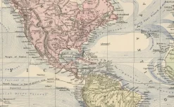 Pamono Antique Decorative World Map, 1884><noscript><img width=