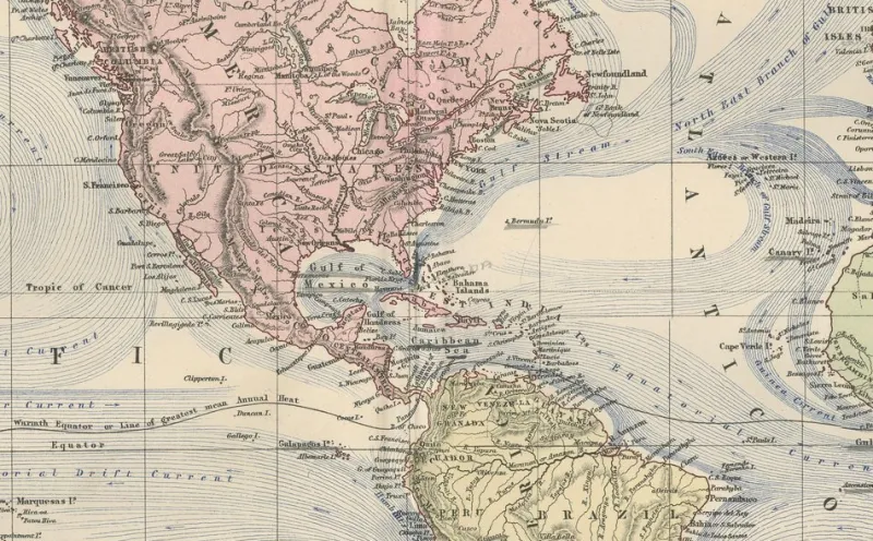 Pamono Antique Decorative World Map, 1884> Wall Decor