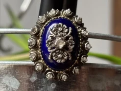 Online Pamono Antique Diamond Ring with Blue Enamel, 1800s