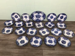 Pamono Antique Dishes, 1800s, Set of 21> Dinner Plates & Bowls