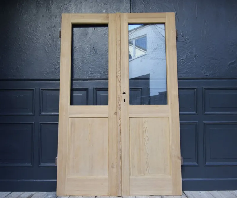Pamono Antique Double Door in Pine, 1890s> Architectural Elements