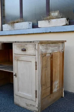 Pamono Antique Double-Sided Wooden Trading Counter, France, 1940s><noscript><img width=