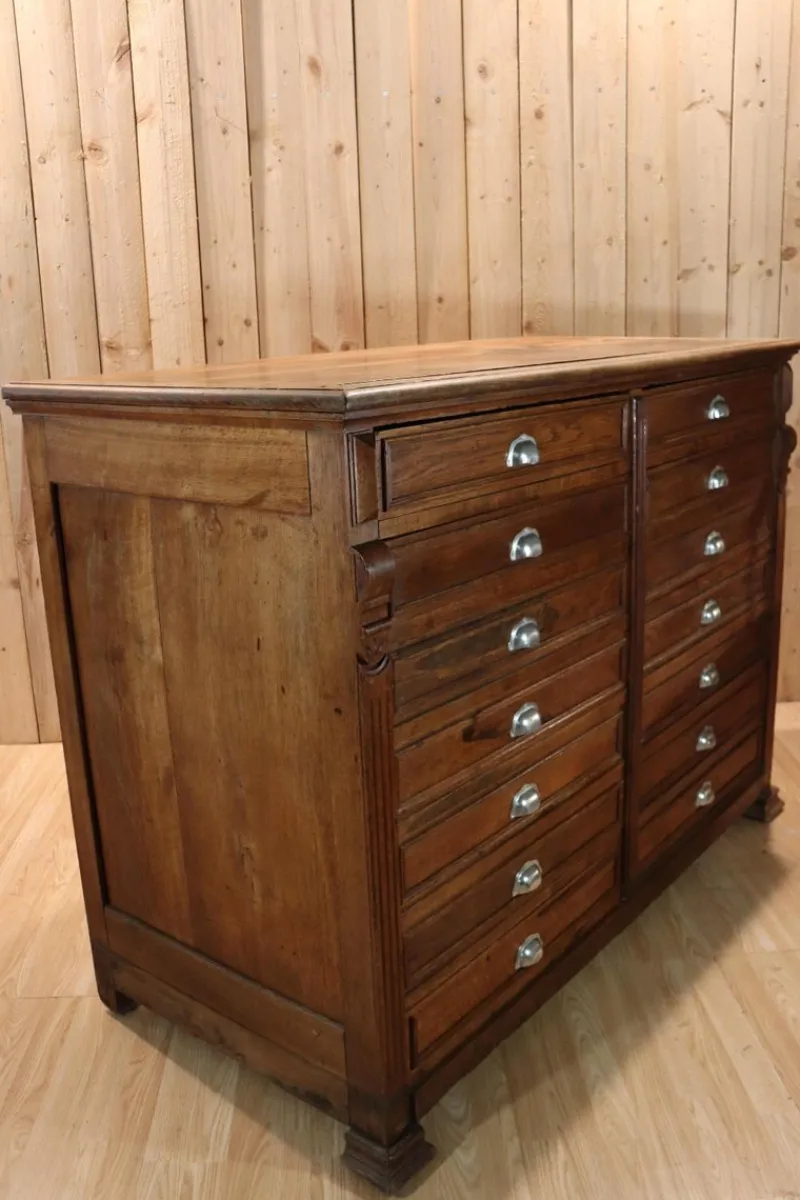 New Pamono Antique 14-Drawer Trade Cabinet, 1900
