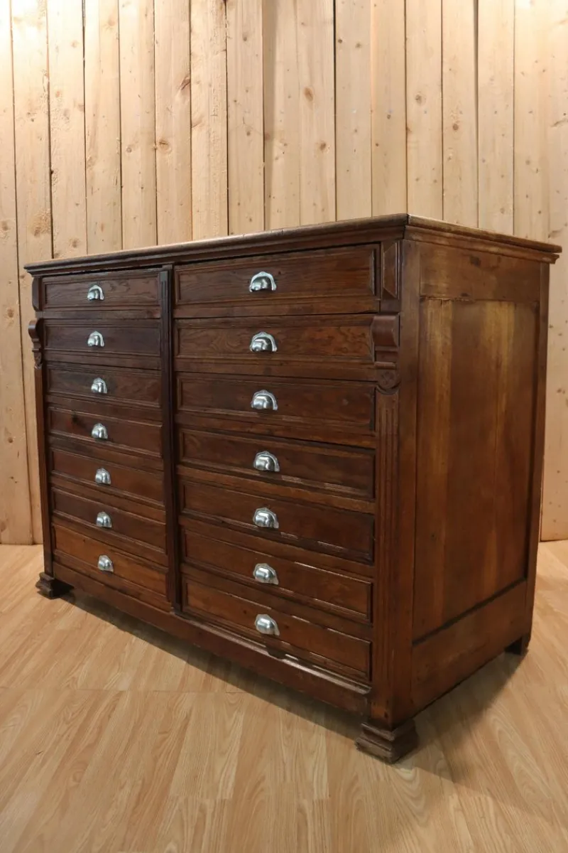New Pamono Antique 14-Drawer Trade Cabinet, 1900