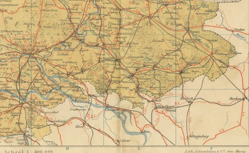 Hot Pamono Antique Dutch Map of Gelderland, 1914