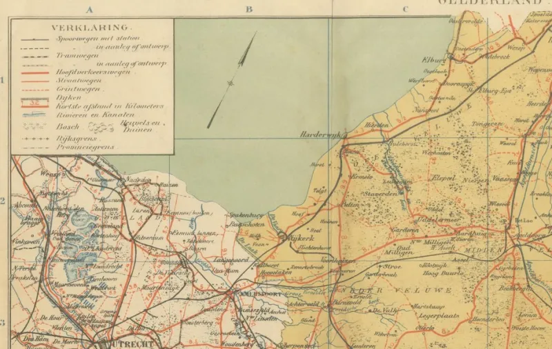 Hot Pamono Antique Dutch Map of Gelderland, 1914