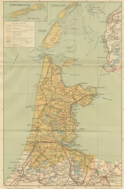 Pamono Antique Dutch Map Province of North Holland from Schleswig Atlas, 1914, 1890s> Wall Decor