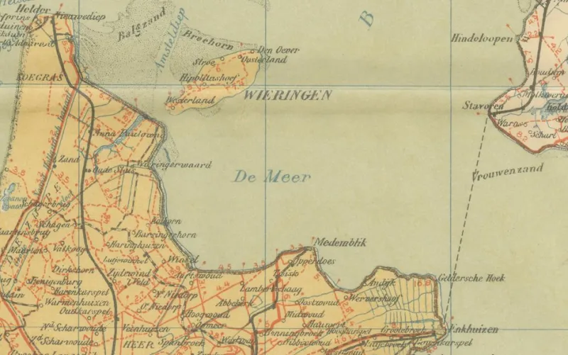 Pamono Antique Dutch Map Province of North Holland from Schleswig Atlas, 1914, 1890s> Wall Decor