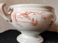 Pamono Antique Dutch Marines Series Tureen in Red Ironstone by Petrus Regout, 1890s> Bowls