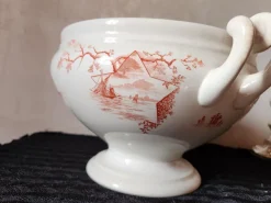 Pamono Antique Dutch Marines Series Tureen in Red Ironstone by Petrus Regout, 1890s><noscript><img width=