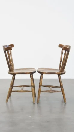 Pamono Antique Dutch Wooden Slat Chairs, Set of 10
