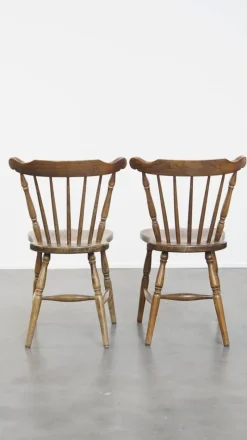 Pamono Antique Dutch Wooden Slat Chairs, Set of 10