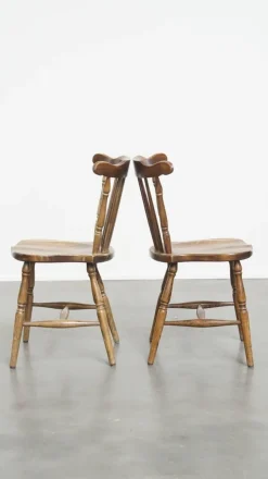 Pamono Antique Dutch Wooden Slat Chairs, Set of 10