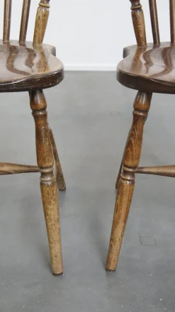 Pamono Antique Dutch Wooden Slat Chairs, Set of 10