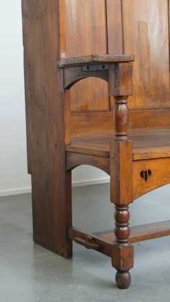 Best Pamono Antique Early 20th Century Wooden Bench with High Back