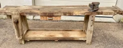 Pamono Antique Early 20th Century Carpenters Workbench in Beech, 1940s> Worktables & Workbenches