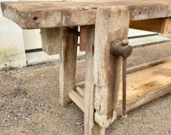 Pamono Antique Early 20th Century Carpenters Workbench in Beech, 1940s><noscript><img width=