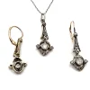 New Pamono Antique Earrings and Pendant with Diamonds, Austria, 1900s, Set of 3