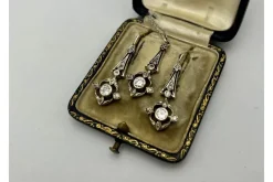 New Pamono Antique Earrings and Pendant with Diamonds, Austria, 1900s, Set of 3