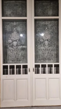 Pamono Antique Edged Interior Sliding Double Doors, 1890s, Set of 7><noscript><img width=