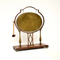 Discount Pamono Antique Edwardian Brass and Oak Dinner Gong, 1900s