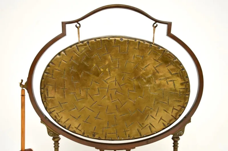 Discount Pamono Antique Edwardian Brass and Oak Dinner Gong, 1900s