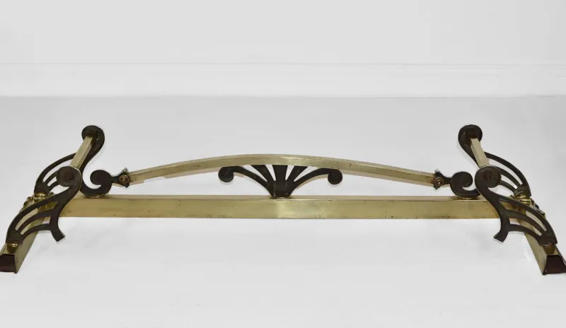Pamono Antique Edwardian Brass Fireplace Fender, 1900s> Fireplaces And Mantels