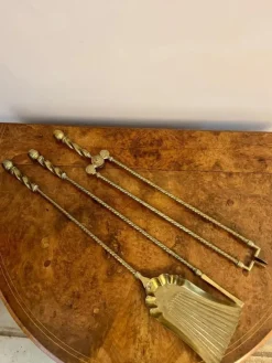 Sale Pamono Antique Edwardian Brass Fire Irons, 1900s, Set of 3