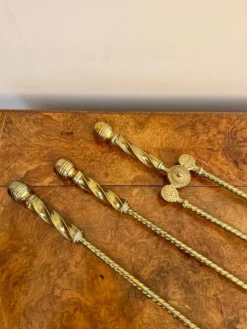 Sale Pamono Antique Edwardian Brass Fire Irons, 1900s, Set of 3