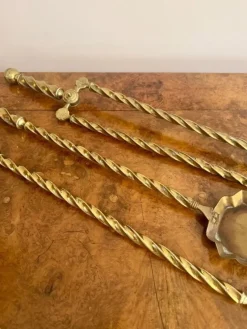 Pamono Antique Edwardian Brass Fire Irons, 1900, Set of 3> Fireplaces And Mantels