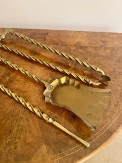 Pamono Antique Edwardian Brass Fire Irons, 1900, Set of 3><noscript><img width=