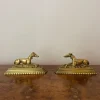 Pamono Antique Edwardian Brass Greyhound Fire Dogs, 1900, Set of 2> Fireplaces And Mantels