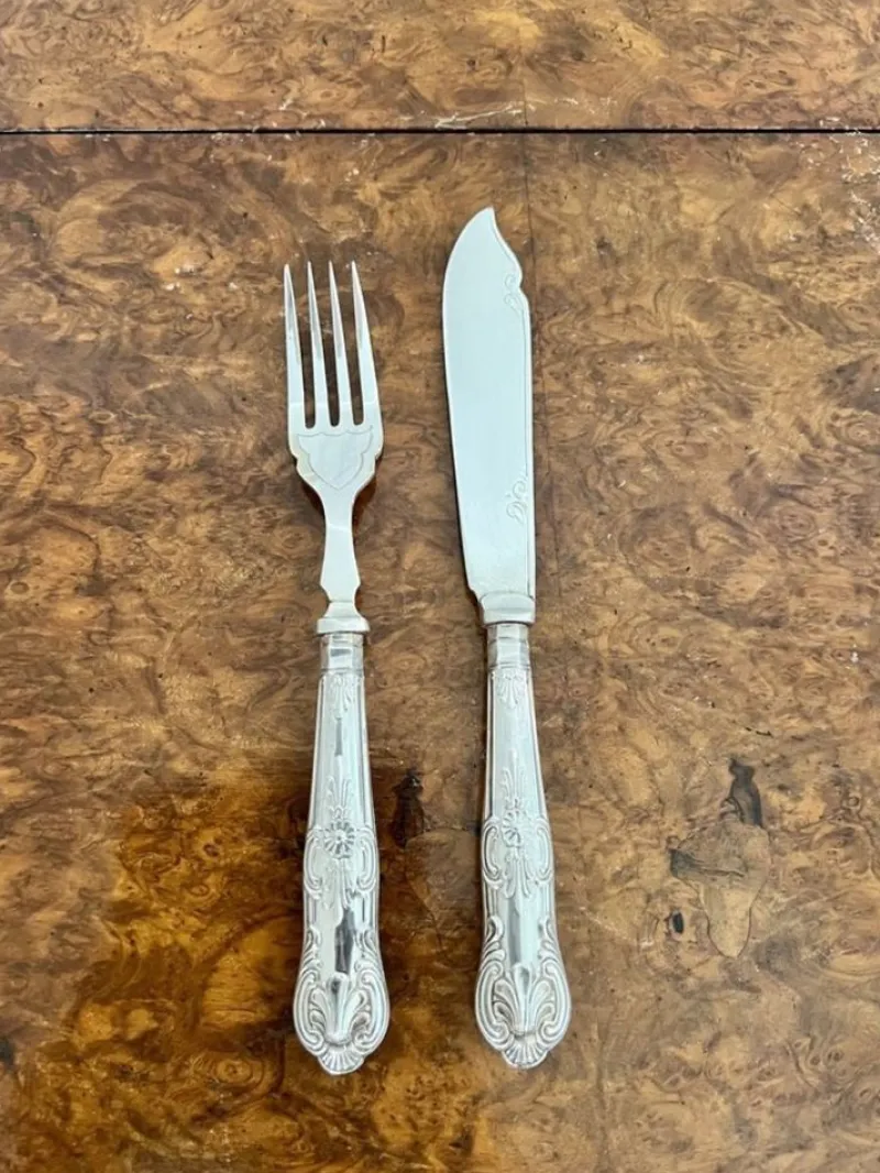 Pamono Antique Edwardian Cutlery Set in Original Box, 1910, Set of 12> Cutlery & Serving Utensils