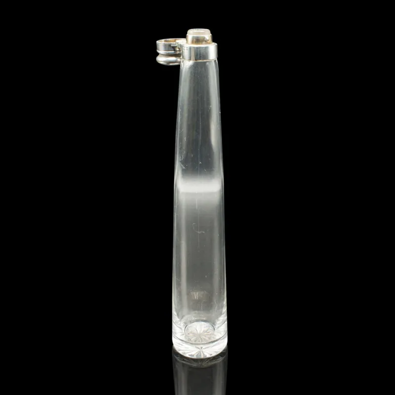 Pamono Antique Edwardian English Glass Explorers Saddle Flask and Leather Case, 1910s, Set of 2> Bottles, Carafes & Jugs