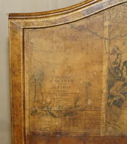 Pamono Antique Edwardian Leather Clad & Embossed Fire Screen with Map Decoration, 1900><noscript><img width=