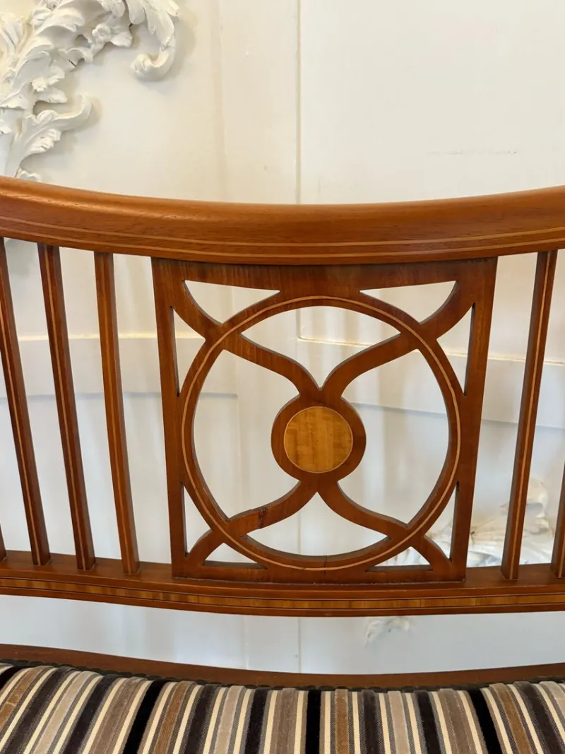 New Pamono Antique Edwardian Mahogany Inlaid Bench, 1900s