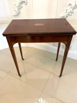 Pamono Antique Edwardian Mahogany Inlaid Games Table> Game Tables