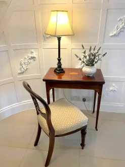 Pamono Antique Edwardian Mahogany Inlaid Games Table> Game Tables