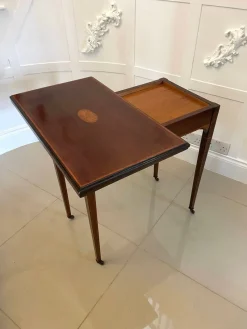 Pamono Antique Edwardian Mahogany Inlaid Games Table><noscript><img width=