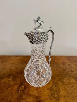 Pamono Antique Edwardian Silver Plated Claret Jugs, 1900, Set of 2><noscript><img width=