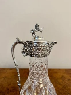 Pamono Antique Edwardian Silver Plated Claret Jugs, 1900, Set of 2><noscript><img width=