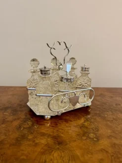 Pamono Antique Edwardian Silver Plated Cruet Set, 1900, Set of 7> Dinnerware Accessories