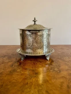 Pamono Antique Edwardian Silver Plated Biscuit Barrel, 1900